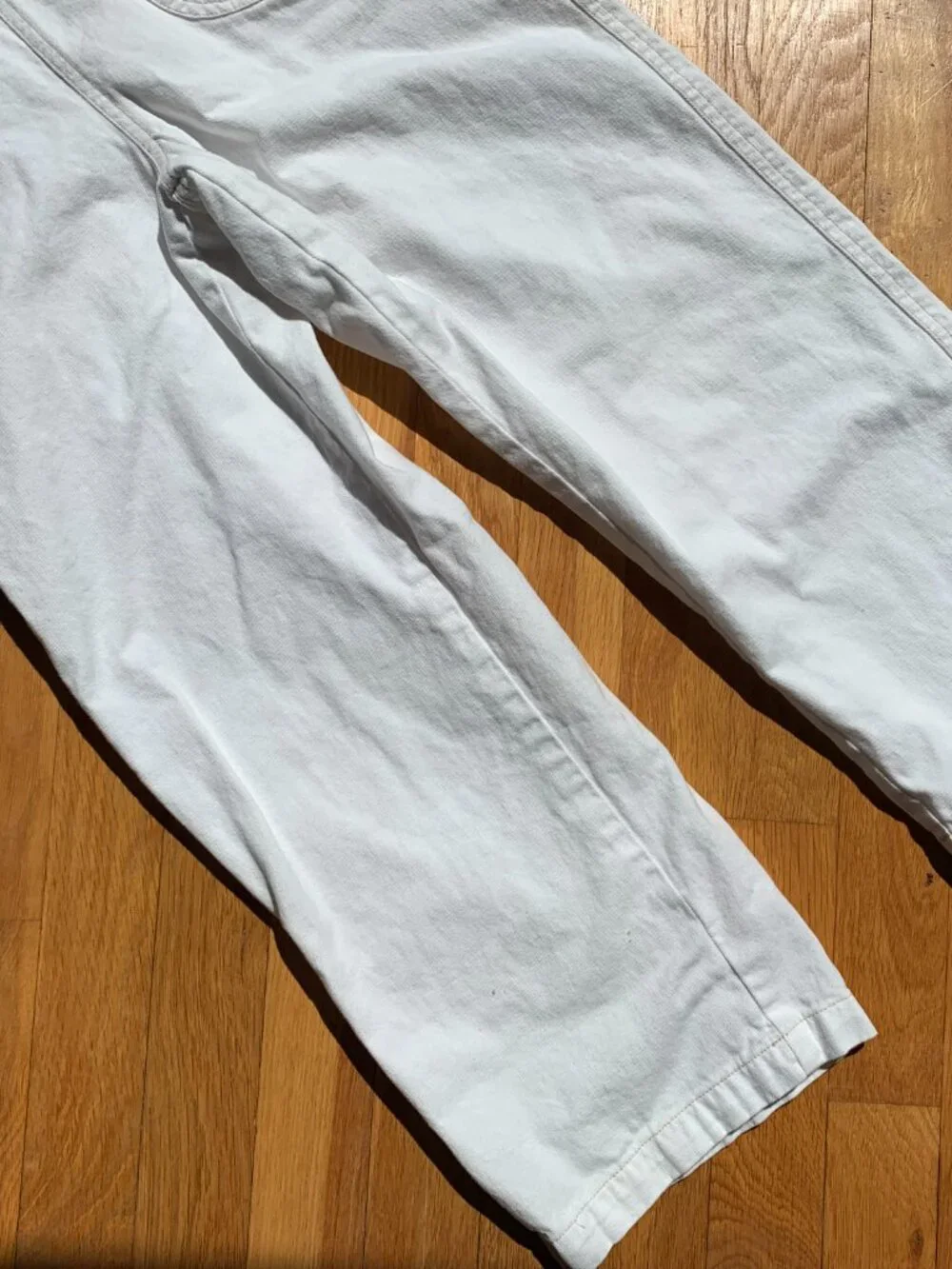 White Denim Jumpsuit Romper Overalls Womens Small - Picture 4 of 13